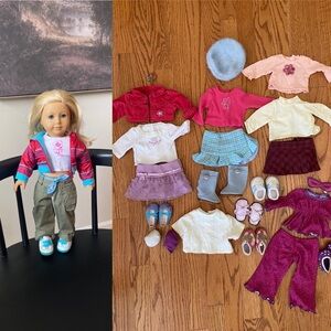 American girl doll and doll clothes bundle